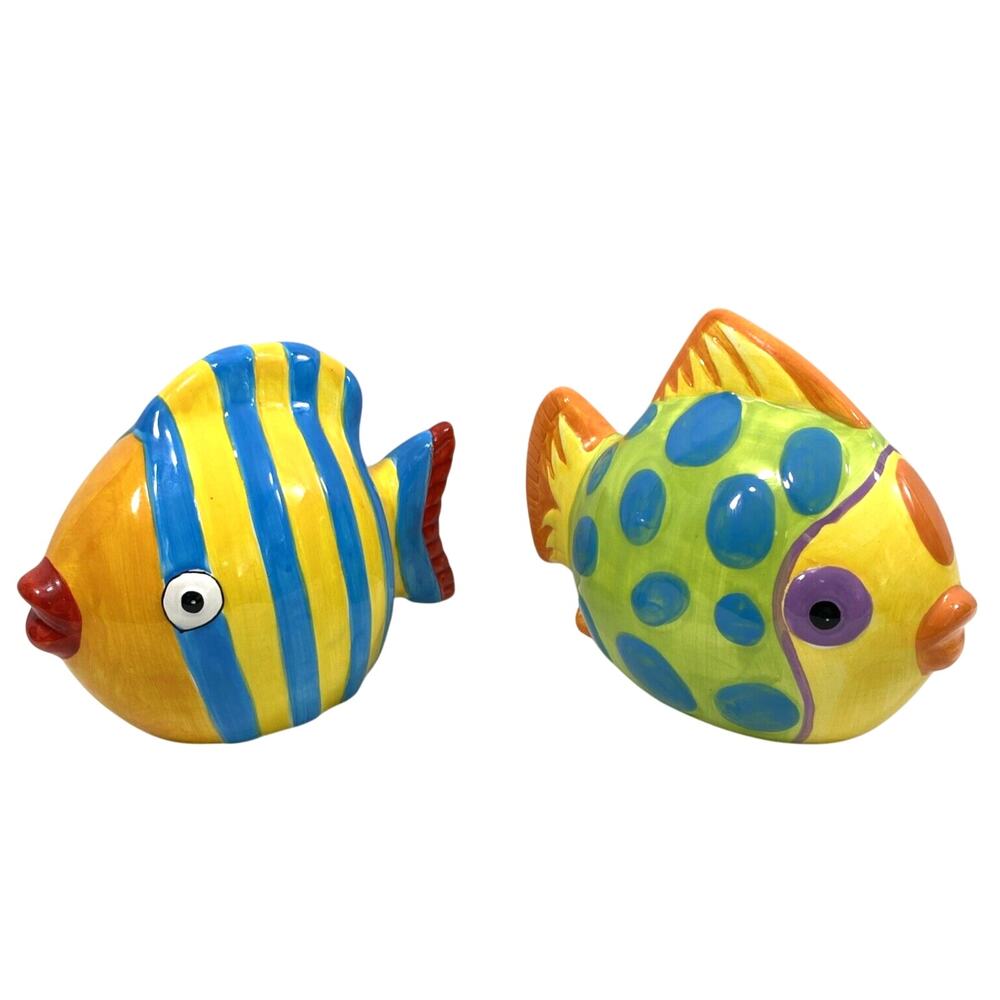 Old Pottery‎ Ceramic Tropical Fish Artsy Home Decor